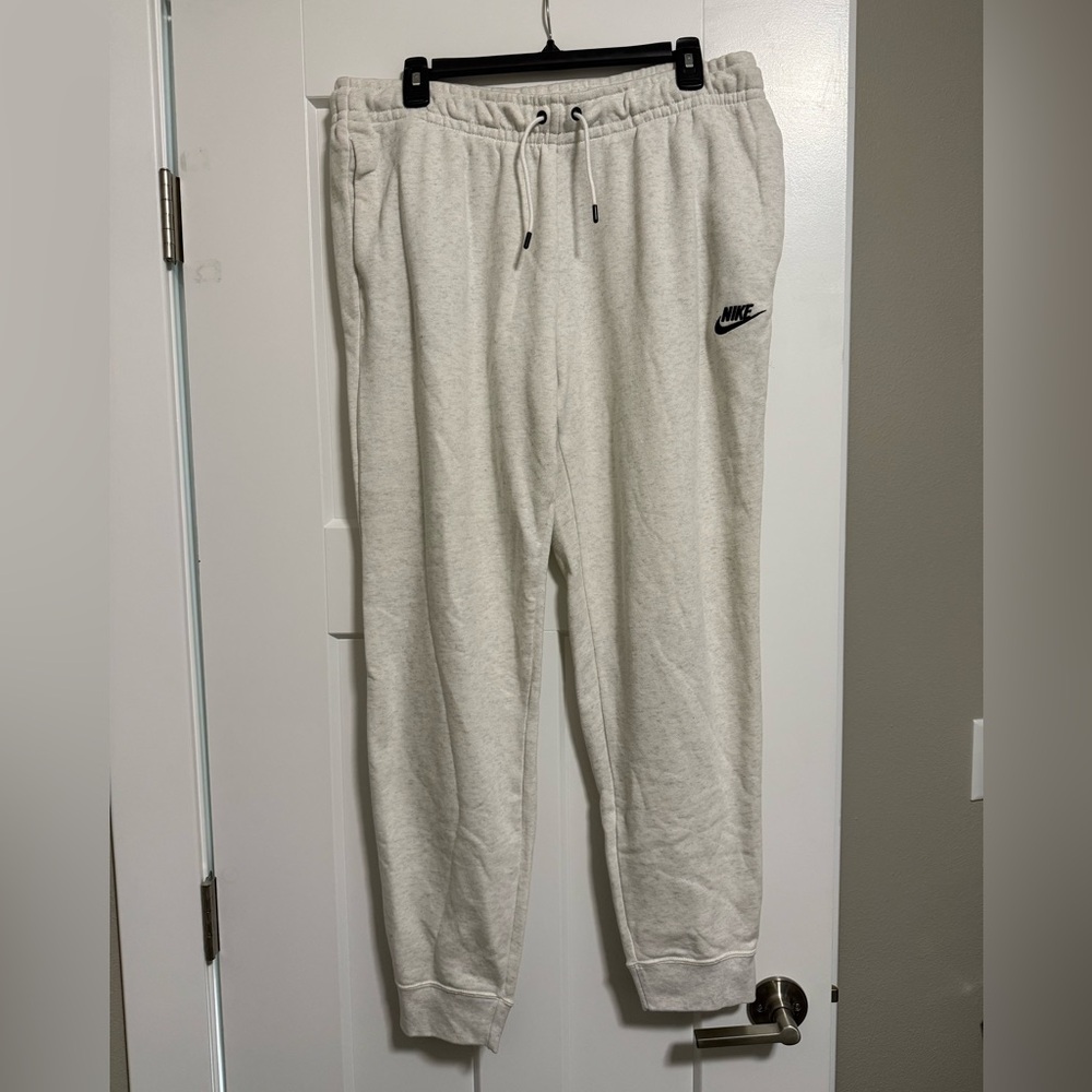 Nike Off-White/Taupe Fleece Drawstring Sweatpants